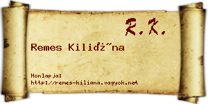 Remes Kiliána névjegykártya